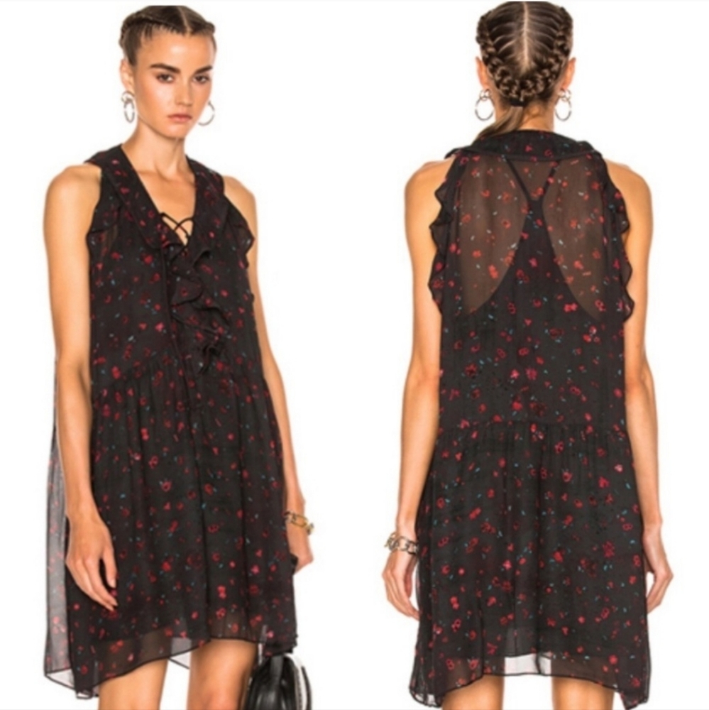 NWOT {IRO} JAYSAN FLORAL-PRINT SLEEVELESS DRESS Size 2/XS